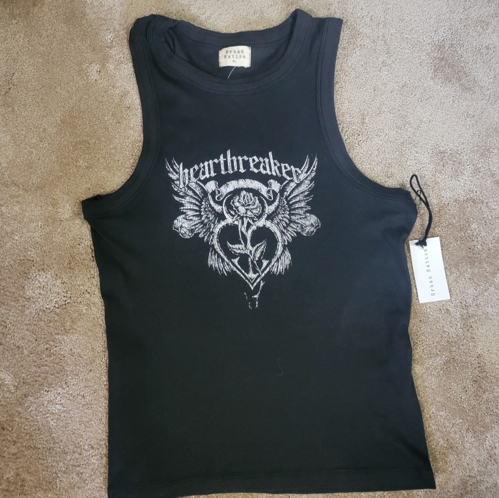 Black Heartbreaker Tank Top New W Tag Xl